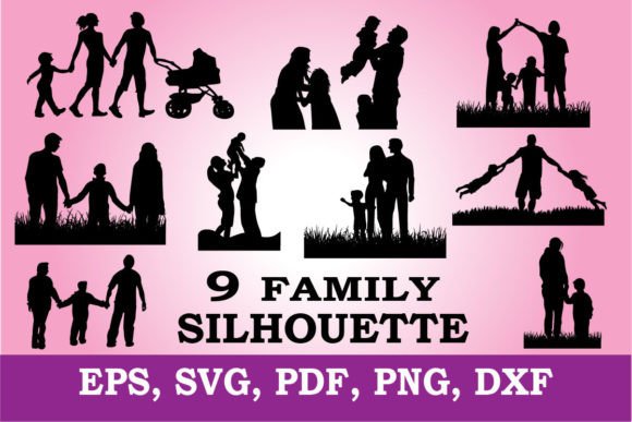 FAMILY SILHOUETTE, SVG: Graphics for T-Shirt Designs & Handmade Business