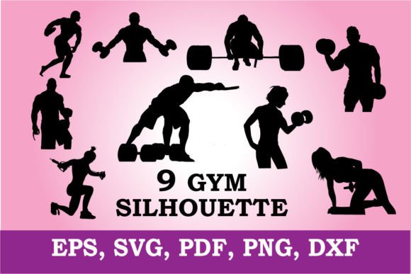 GYM SILHOUETTE, SVG: Graphics for T-Shirt Designs
